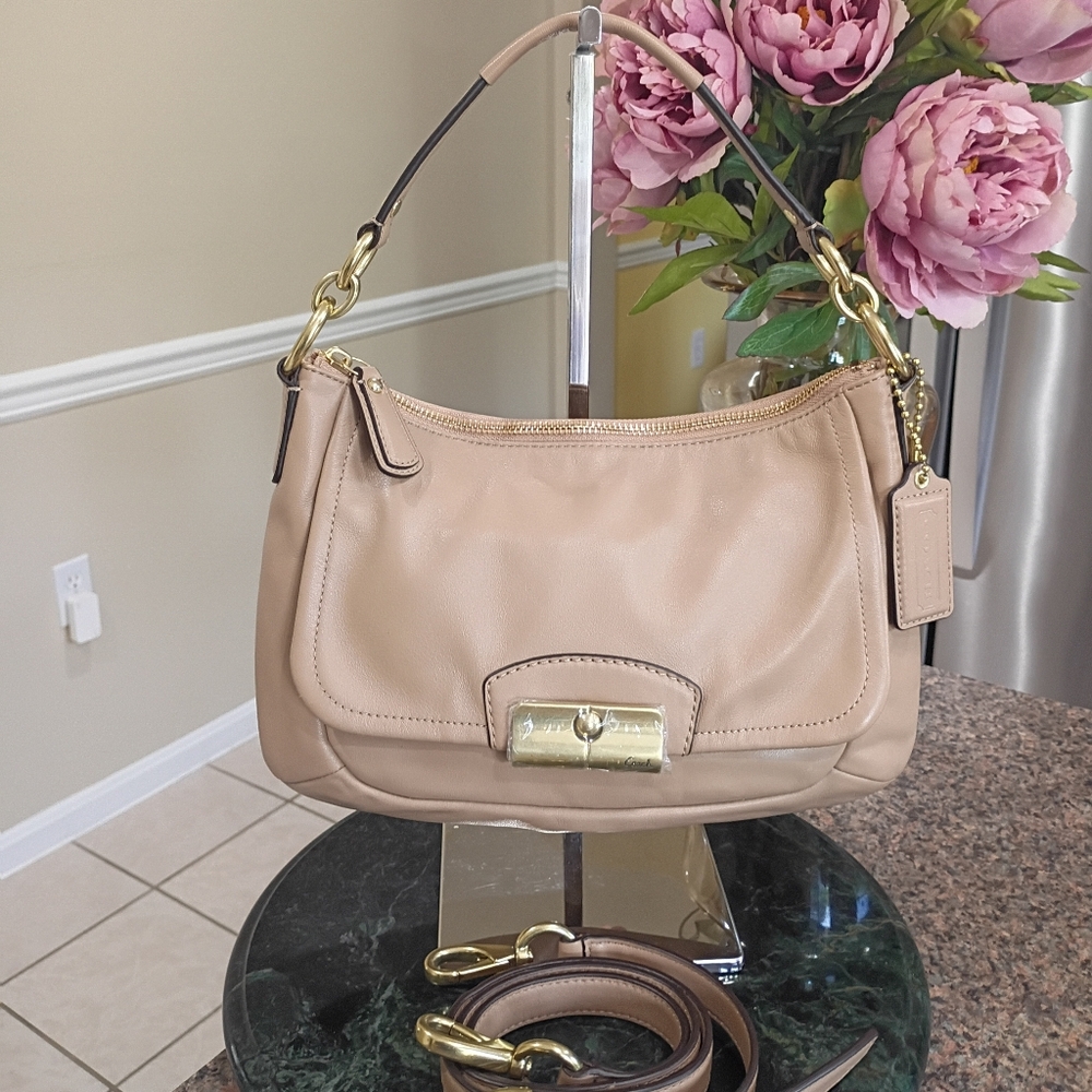 Coach Kirsten tan med leather shoulder bag - Picture 1 of 17